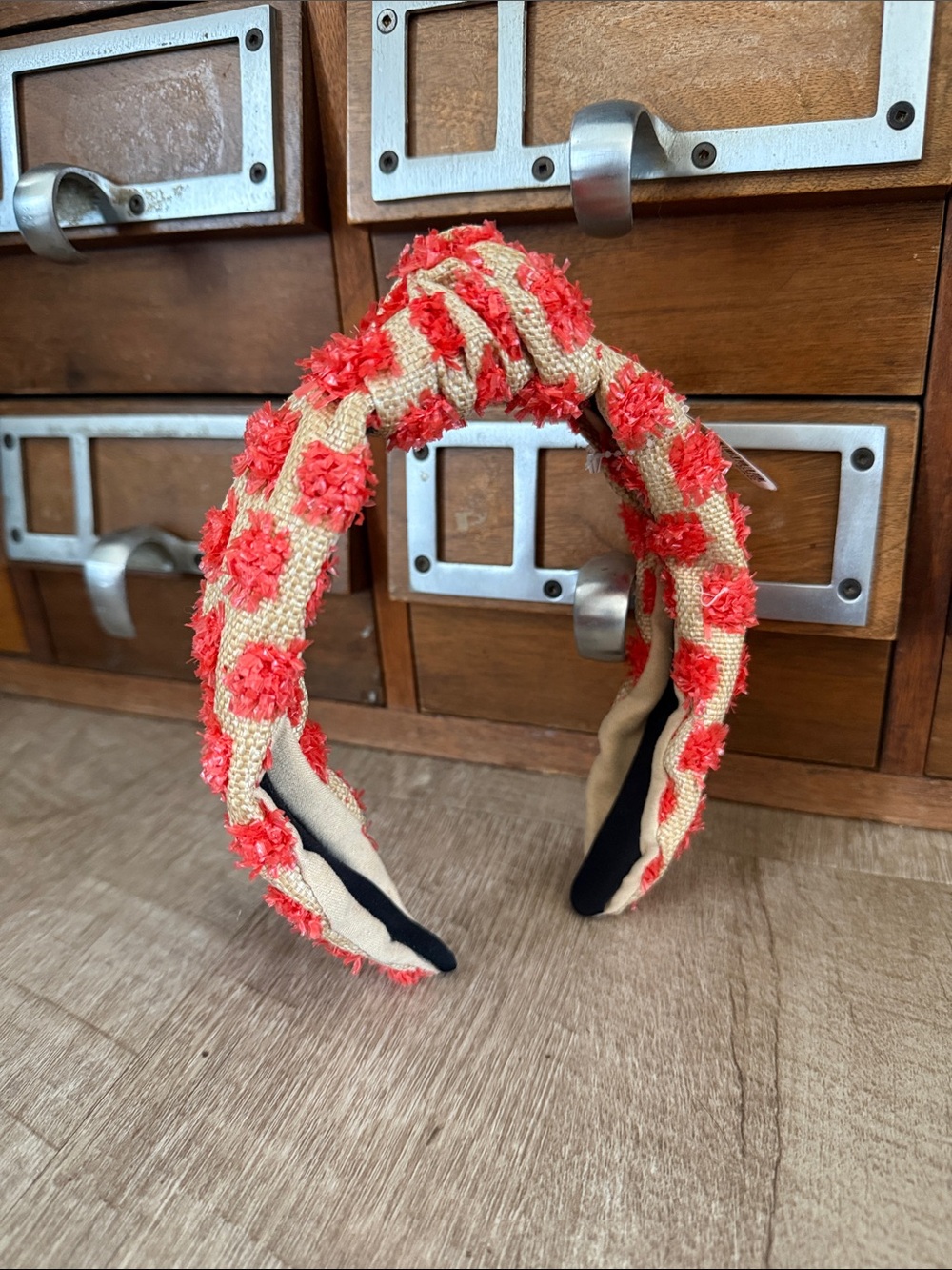 Anthropologie Raffia Turban Headband Orange